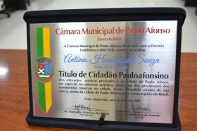 Antônio Honório é homenageado pela Câmara Municipal com Título de Cidadão Pauloafonsino 